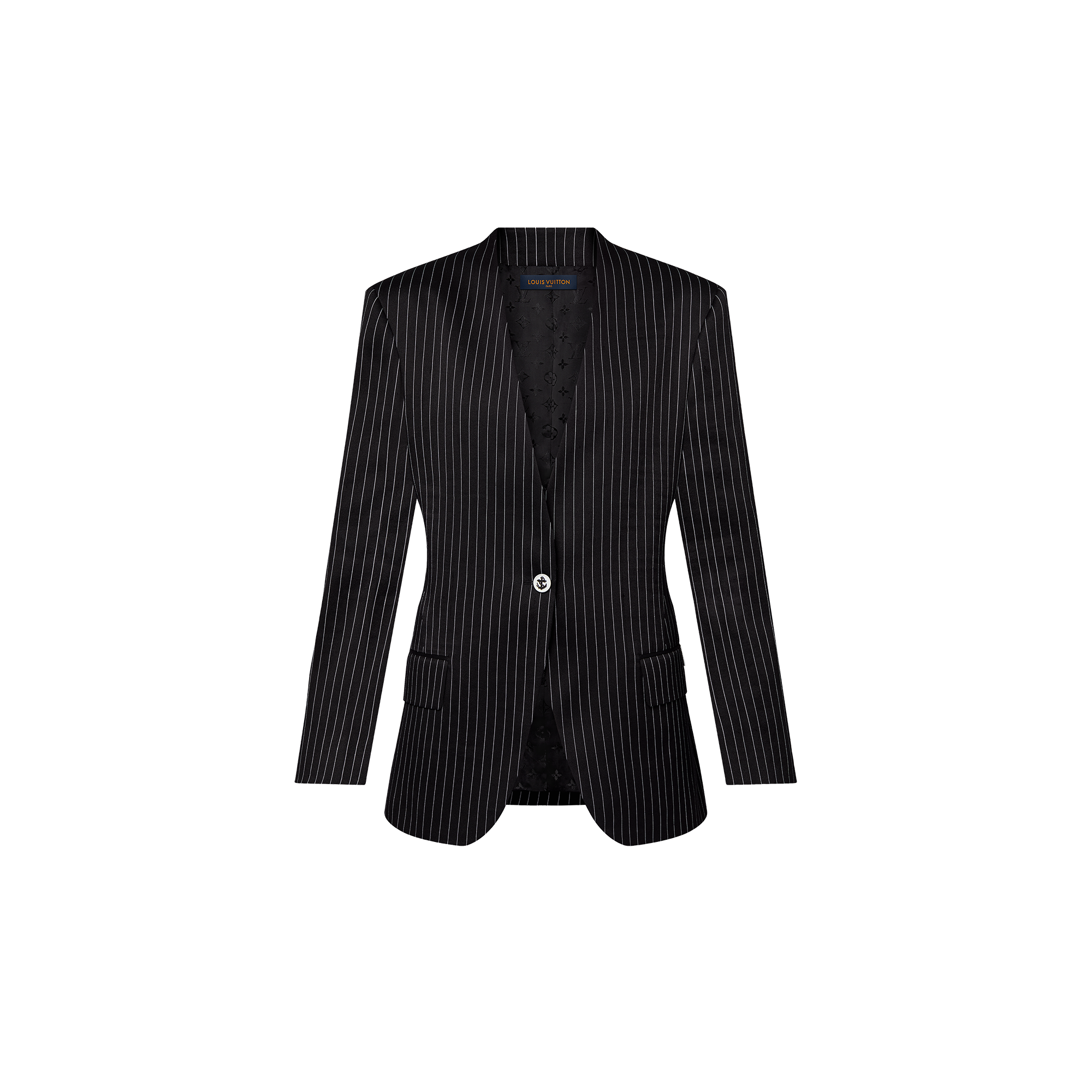 Nautical Pinstripe Collarless Blazer - Women - Ready-to-Wear